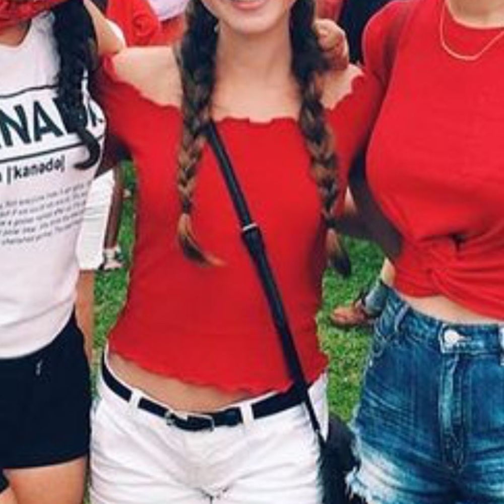 Red Brandy Melville off the shoulder top
